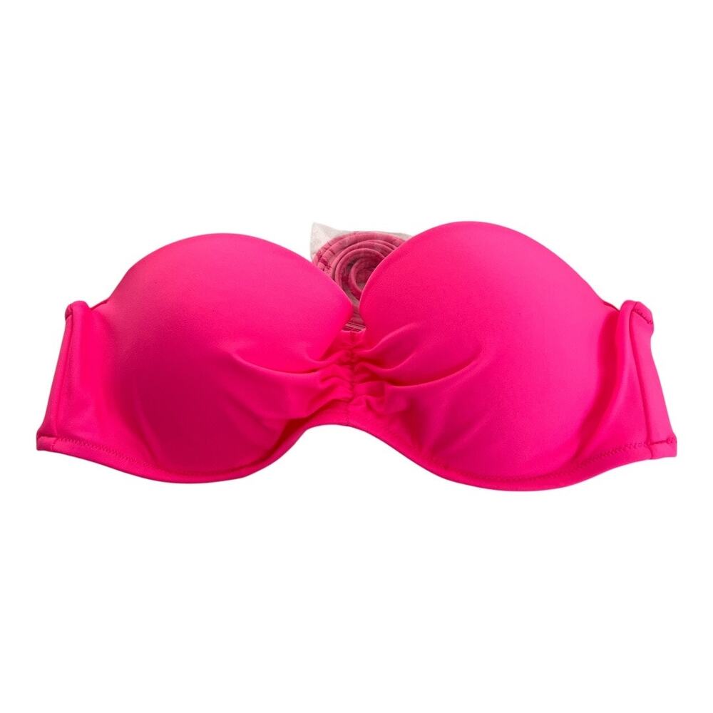 Victoria Secret Underwire Bandeau Bikini Top Hot Pink Size 36B